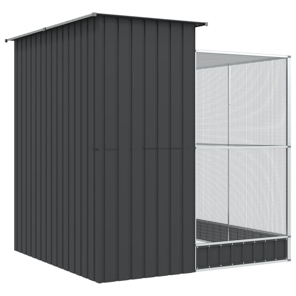 ezüst színű acél madárház kiterjesztésekkel 209 x 203 x 216 cm