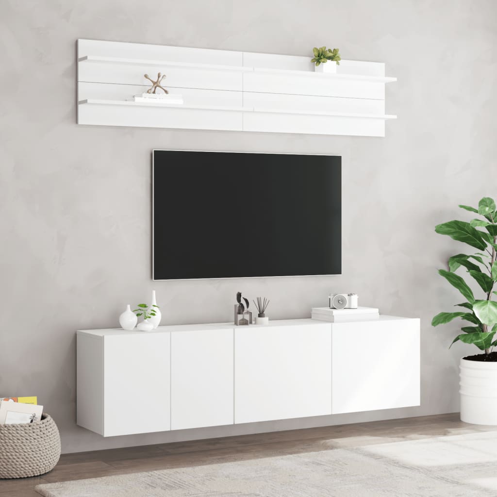 6 darab fehér szerelt fa falra szerelhető TV-bútor
