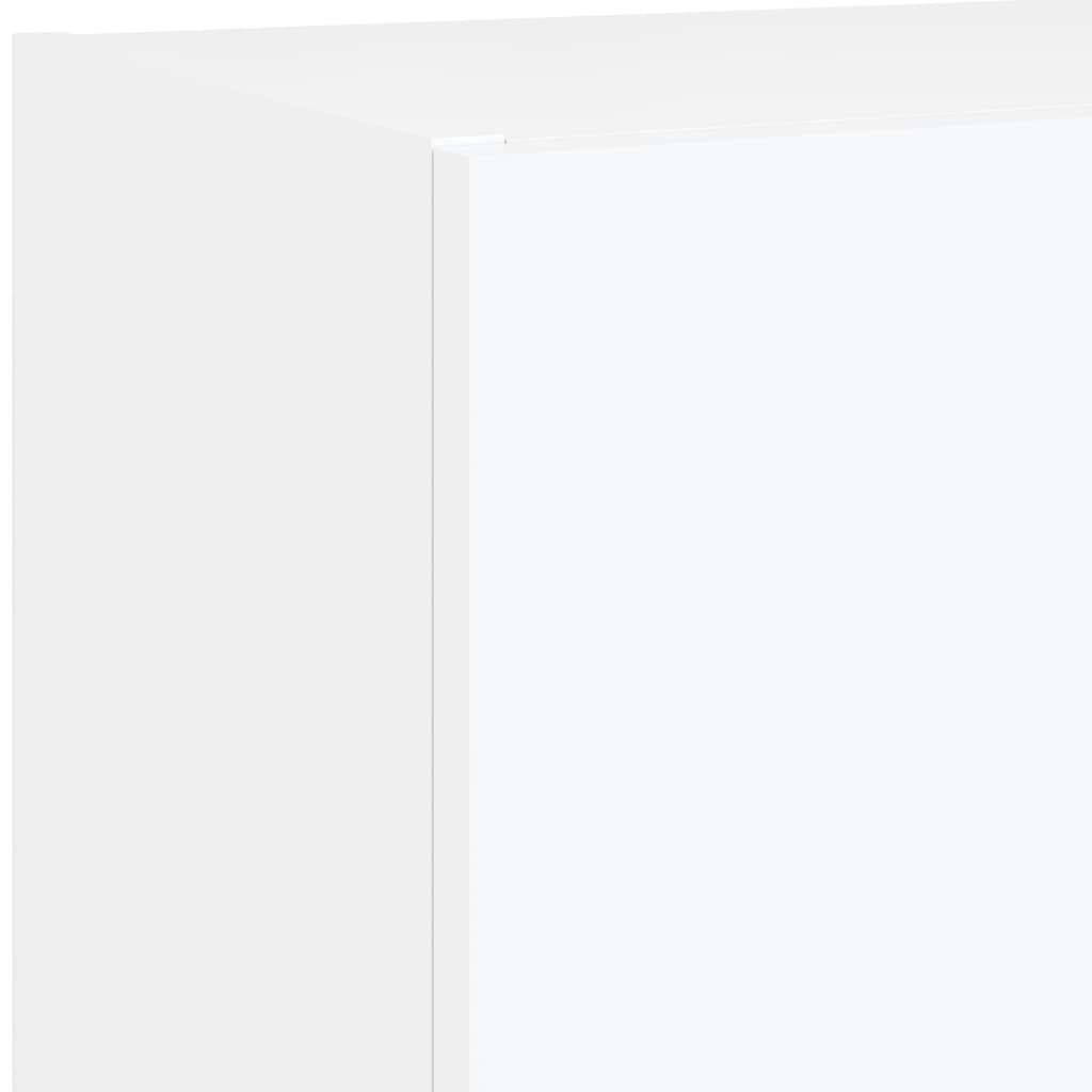 5 darab fehér szerelt fa fali TV-bútor LED-del