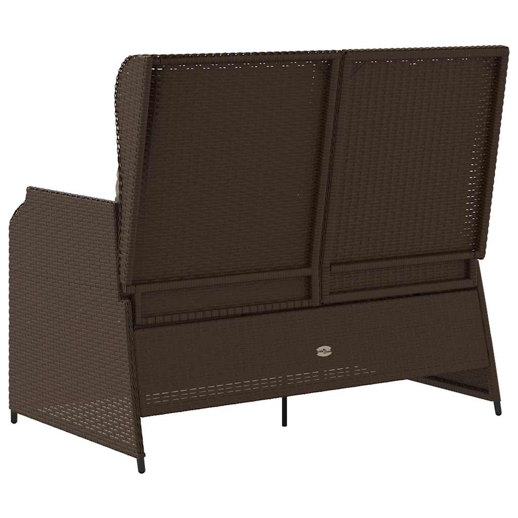 barna polyrattan dönthető kerti pad párnával