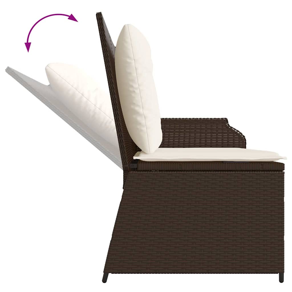 barna polyrattan dönthető kerti pad párnával