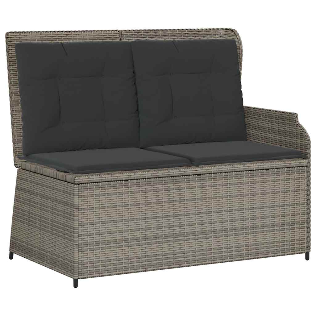 szürke polyrattan dönthető kerti pad párnával