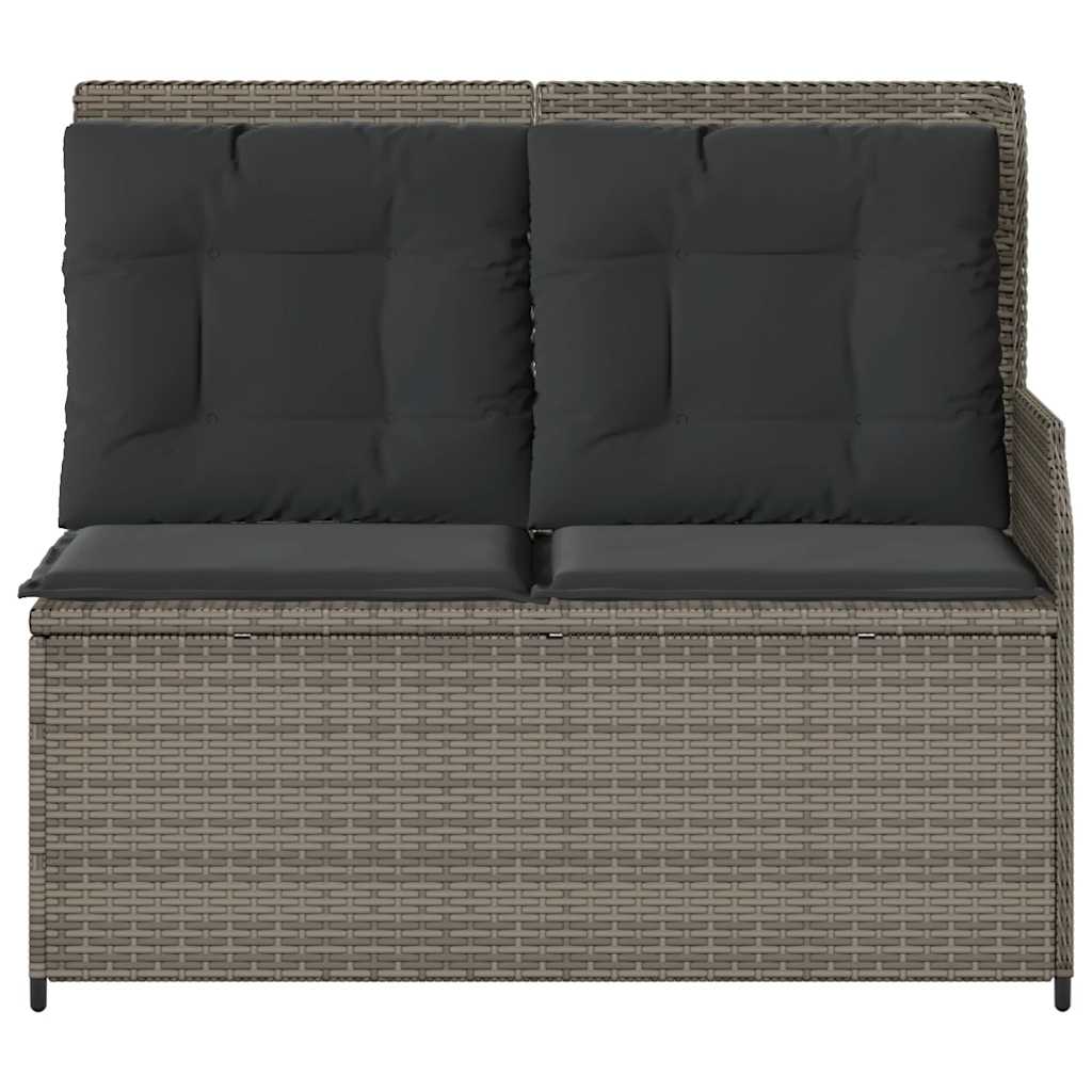 szürke polyrattan dönthető kerti pad párnával