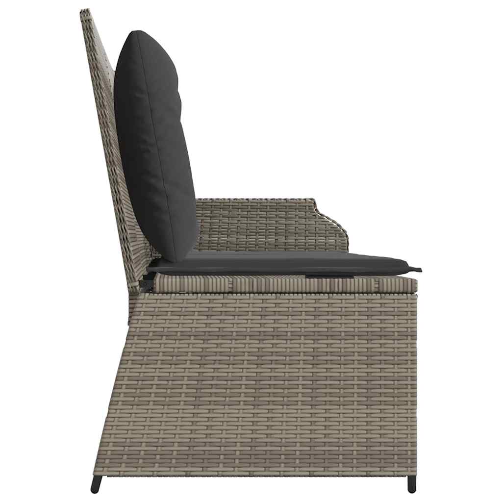 szürke polyrattan dönthető kerti pad párnával