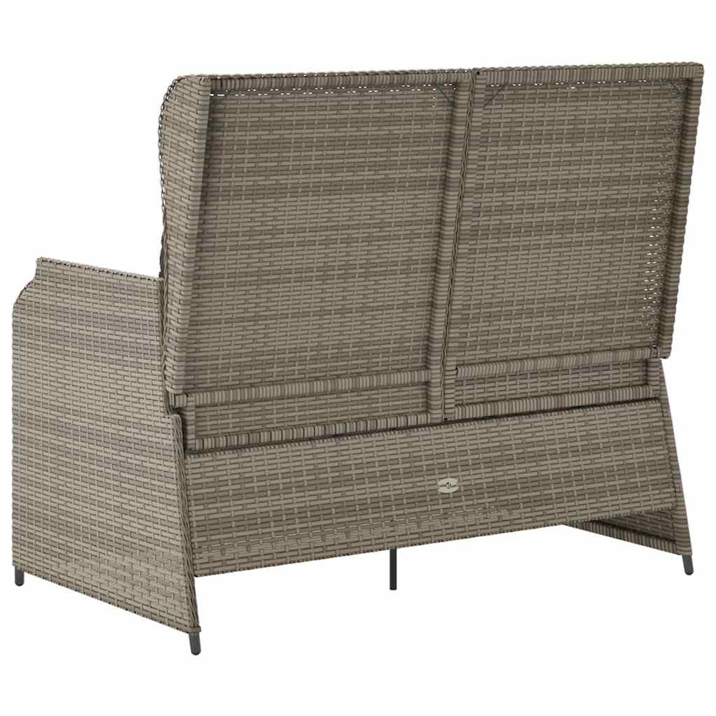 szürke polyrattan dönthető kerti pad párnával