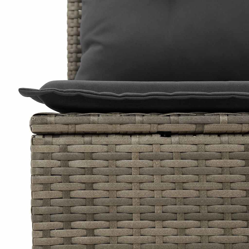 szürke polyrattan dönthető kerti pad párnával