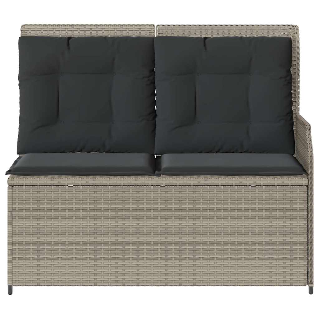 világosszürke polyrattan dönthető kerti pad párnával