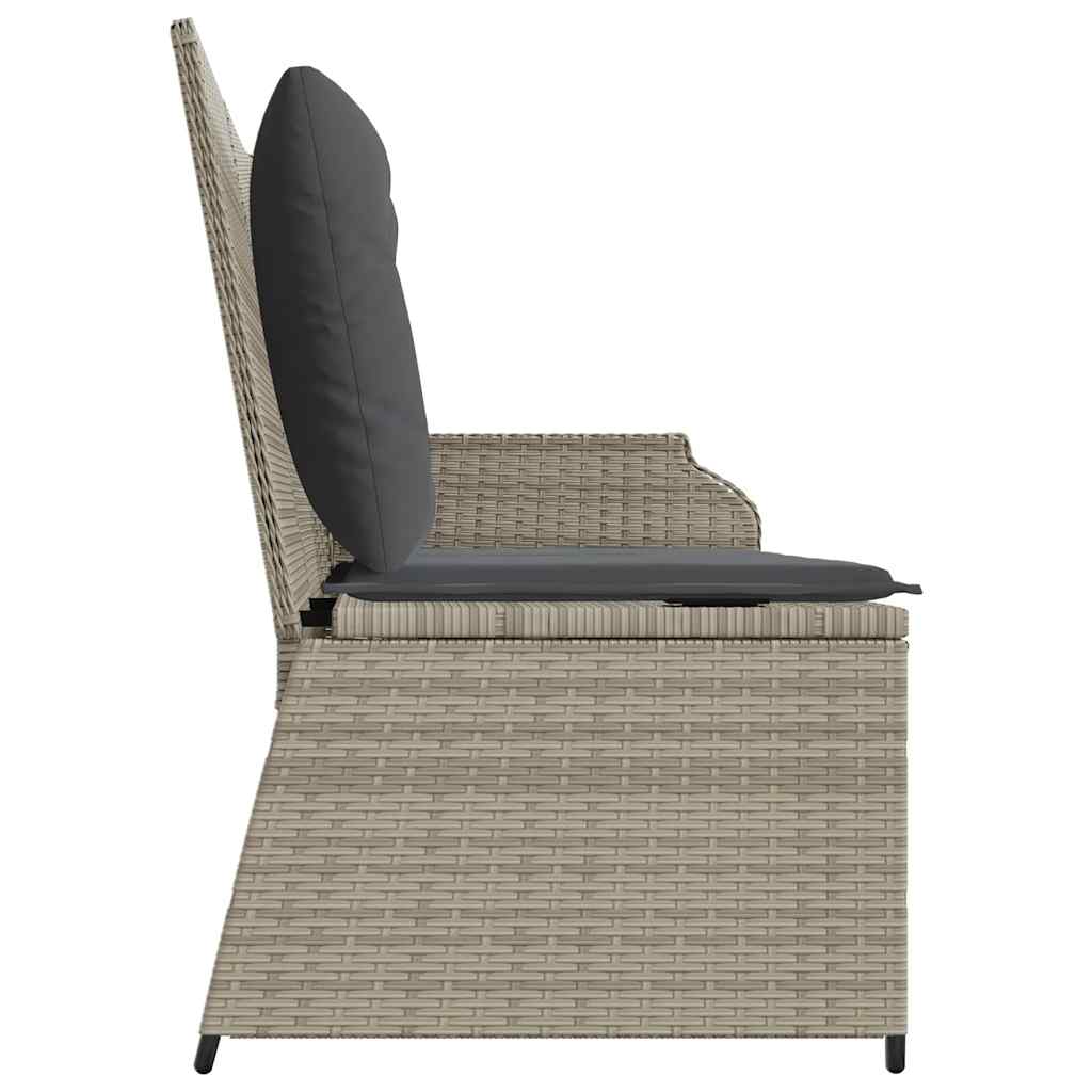 világosszürke polyrattan dönthető kerti pad párnával
