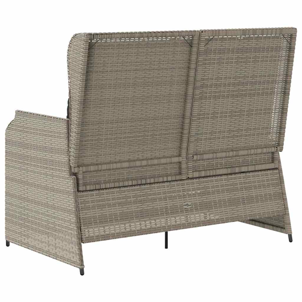 világosszürke polyrattan dönthető kerti pad párnával