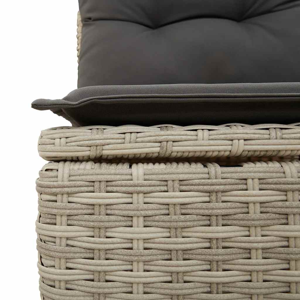 világosszürke polyrattan dönthető kerti pad párnával