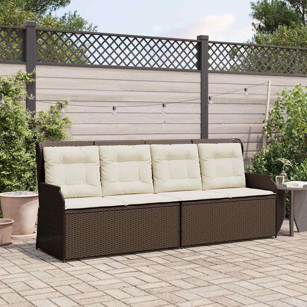 barna polyrattan dönthető kerti pad párnával