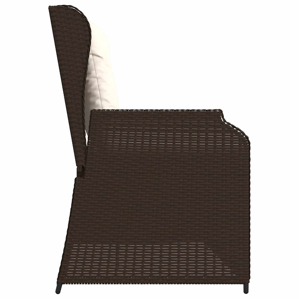 barna polyrattan dönthető kerti pad párnával