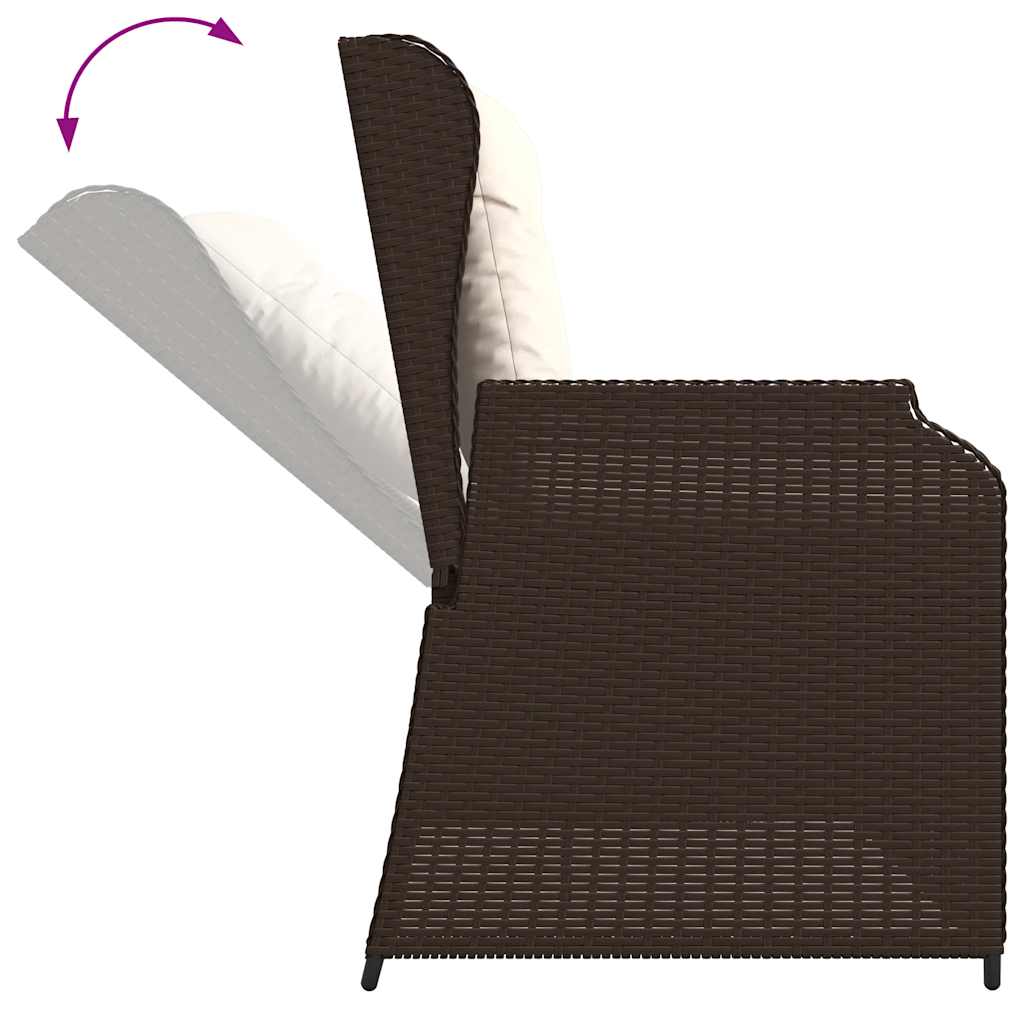 barna polyrattan dönthető kerti pad párnával