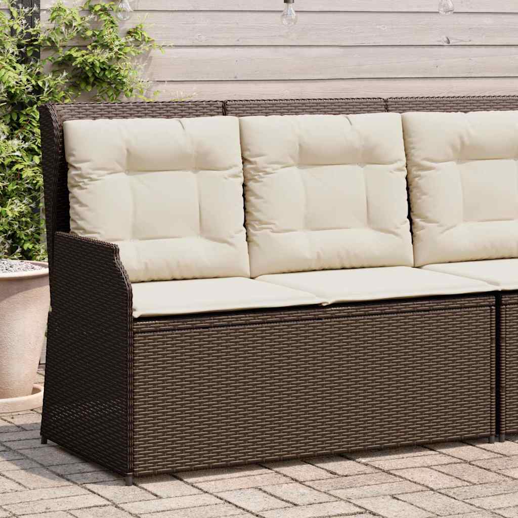 barna polyrattan dönthető kerti pad párnával
