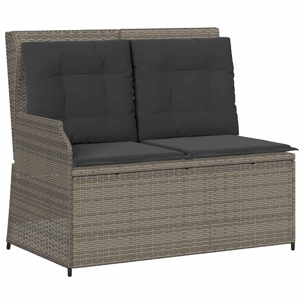 szürke polyrattan dönthető kerti pad párnával