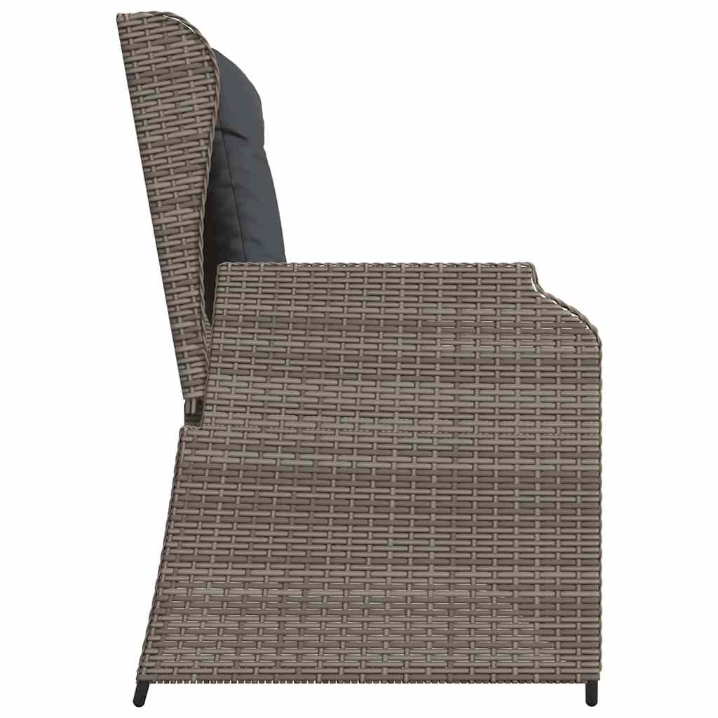 szürke polyrattan dönthető kerti pad párnával