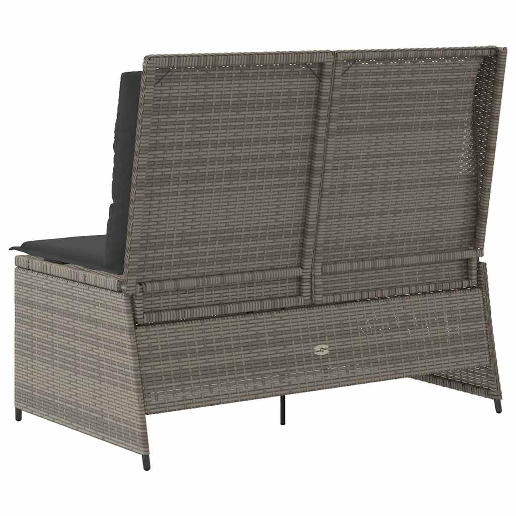 szürke polyrattan dönthető kerti pad párnával