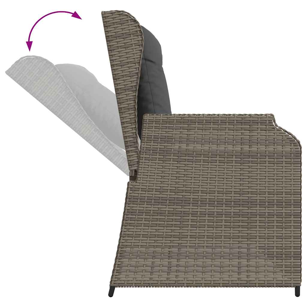 szürke polyrattan dönthető kerti pad párnával
