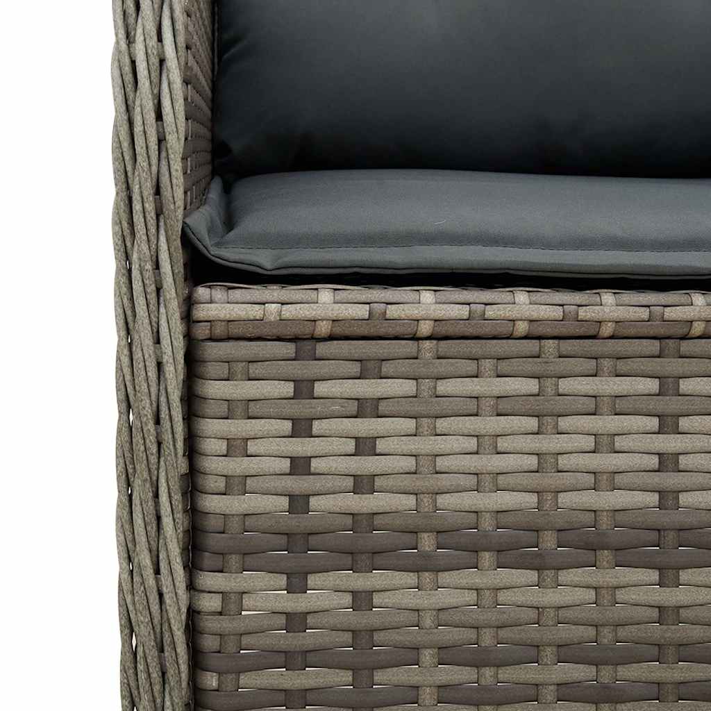 szürke polyrattan dönthető kerti pad párnával
