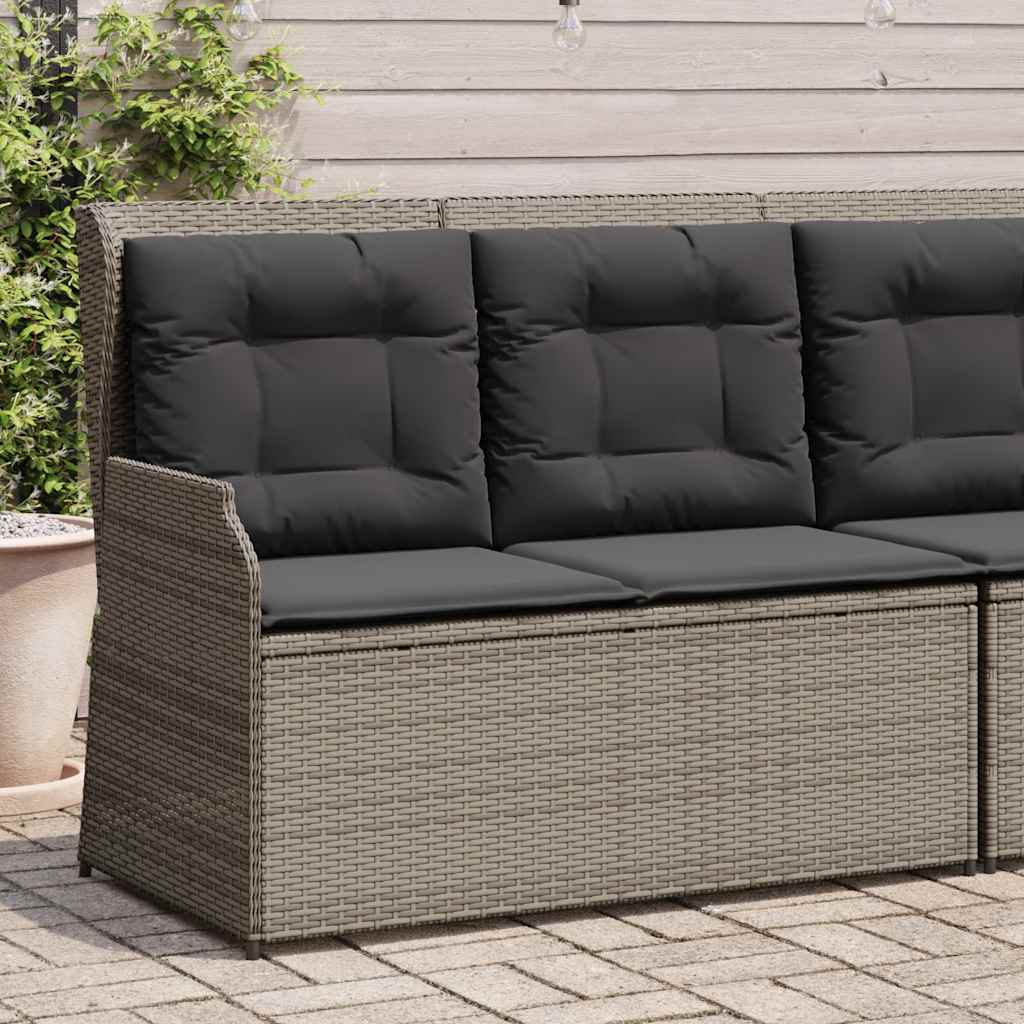 szürke polyrattan dönthető kerti pad párnával