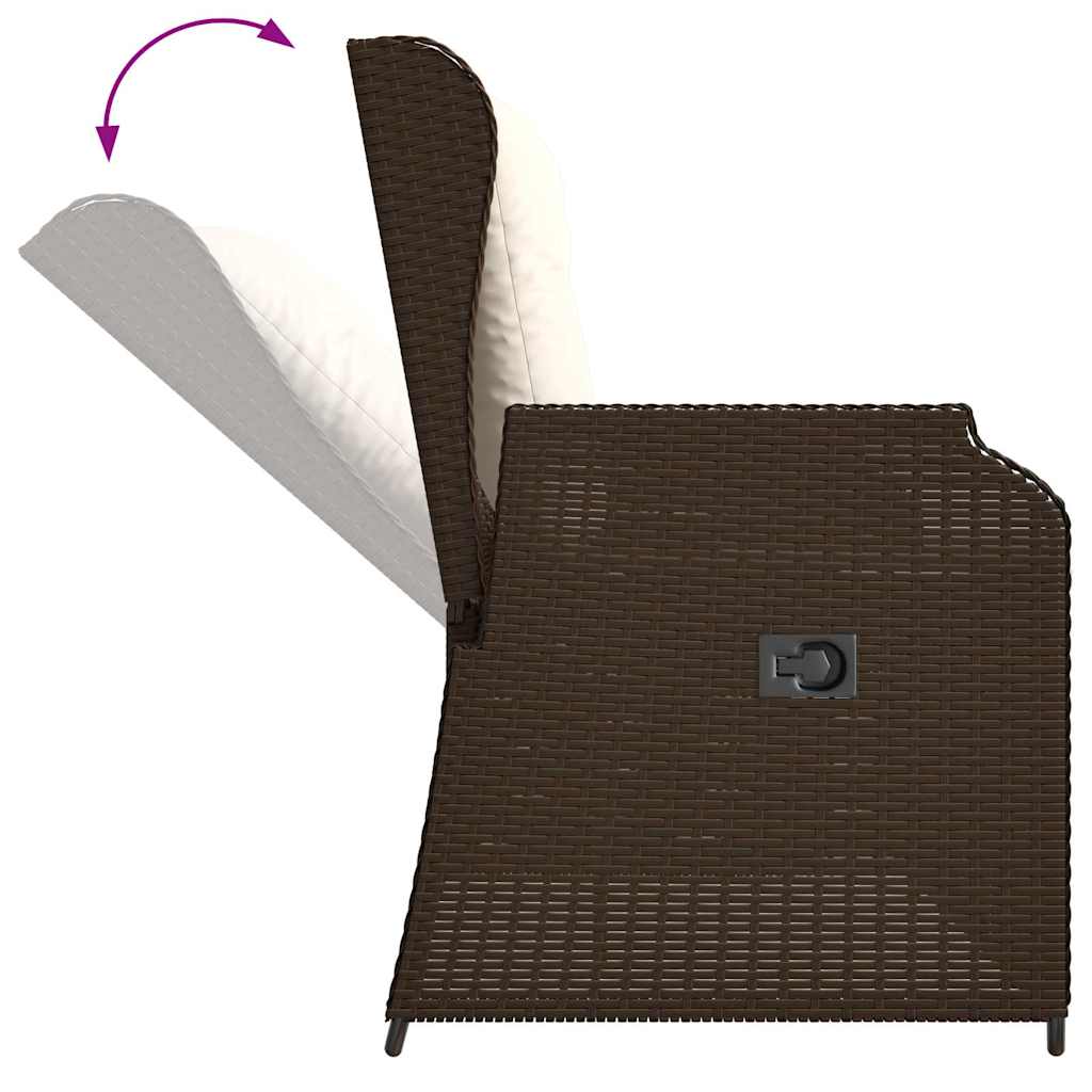barna polyrattan dönthető kerti pad párnával