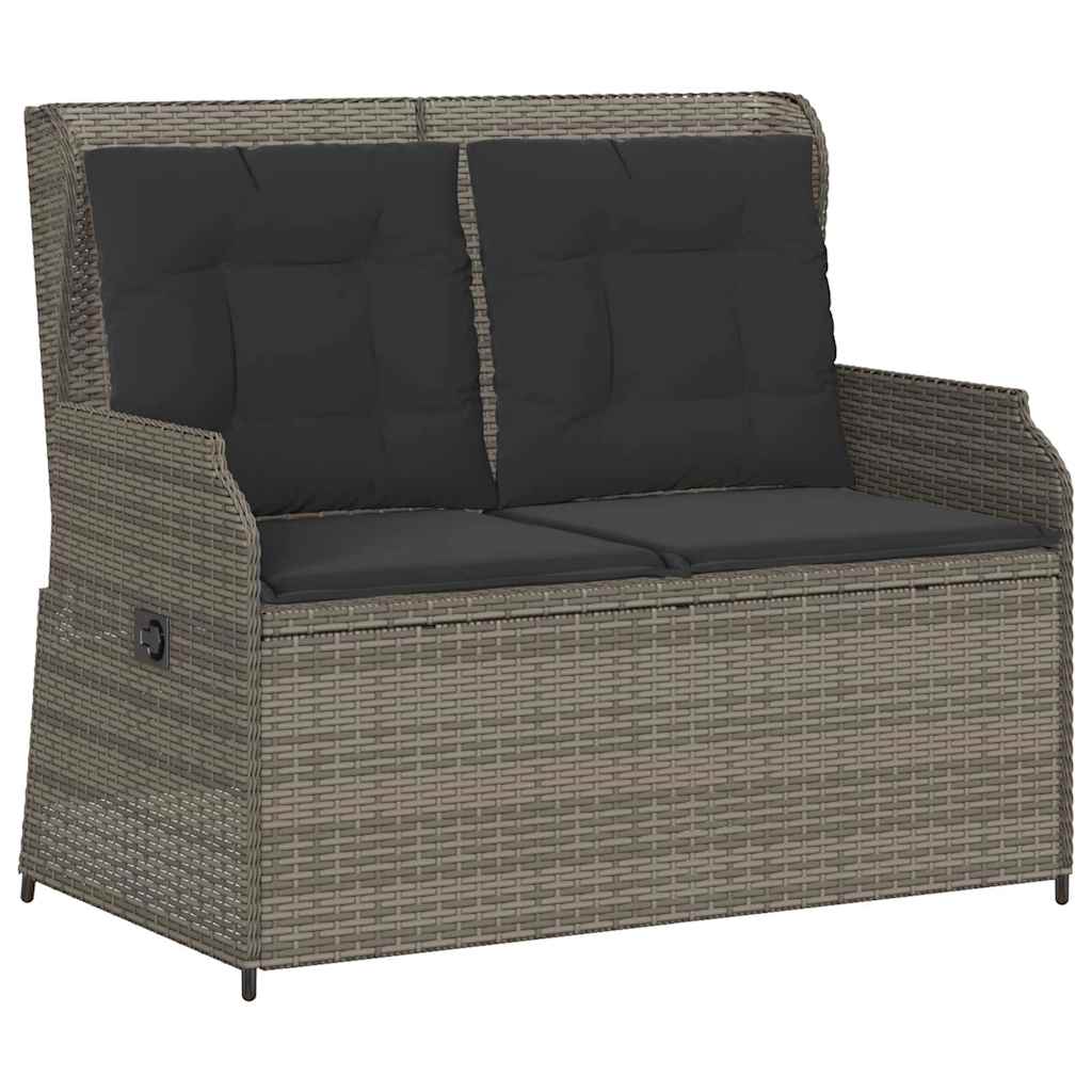 szürke polyrattan dönthető kerti pad párnával