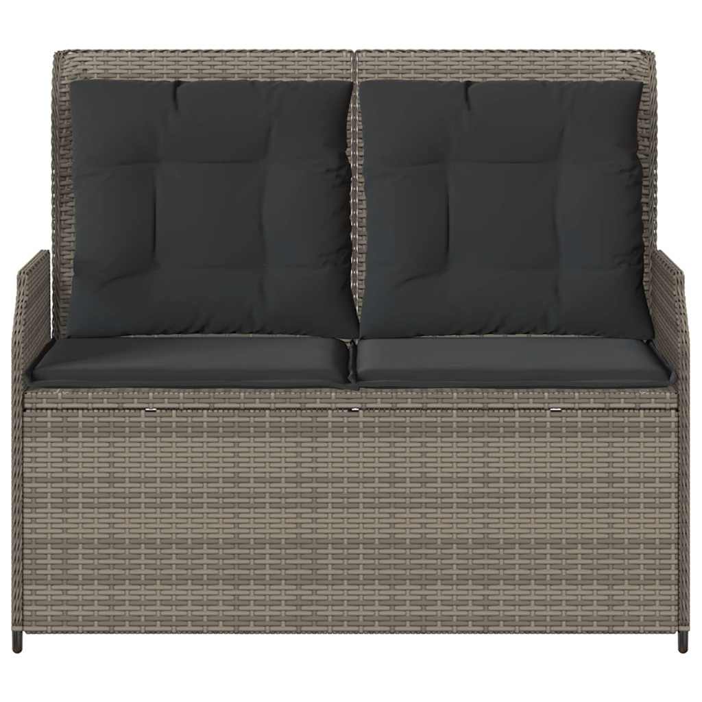 szürke polyrattan dönthető kerti pad párnával
