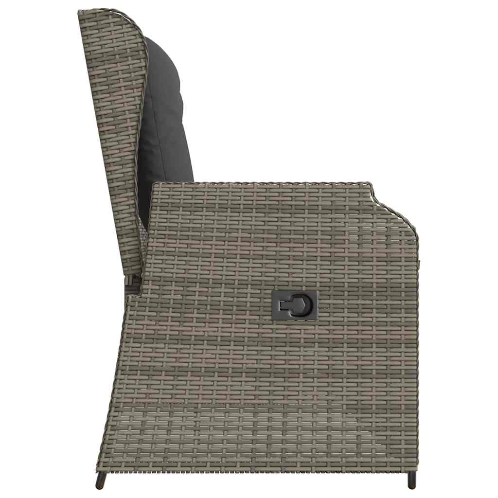 szürke polyrattan dönthető kerti pad párnával