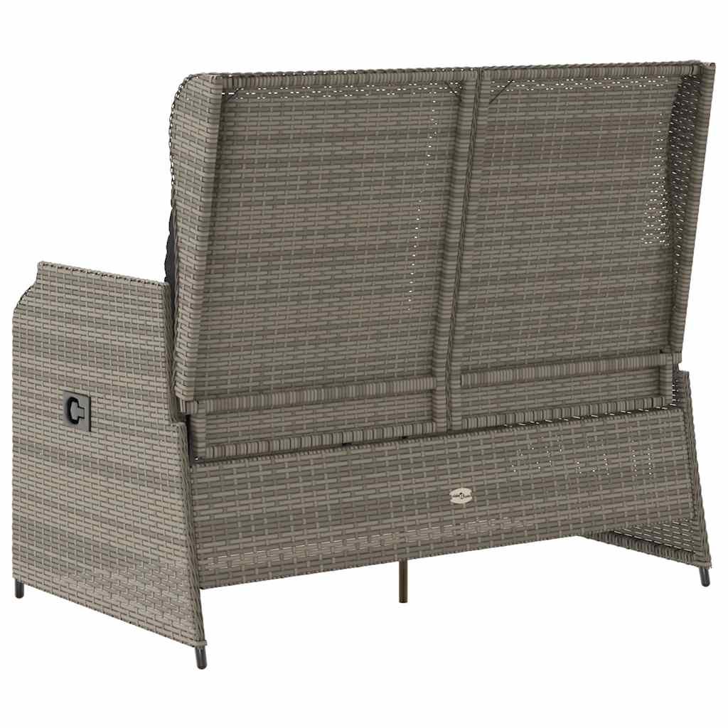 szürke polyrattan dönthető kerti pad párnával