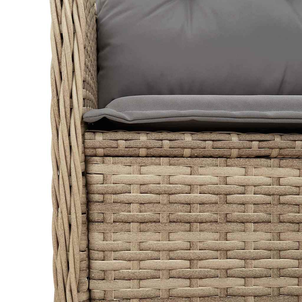 bézs polyrattan dönthető kerti pad párnával