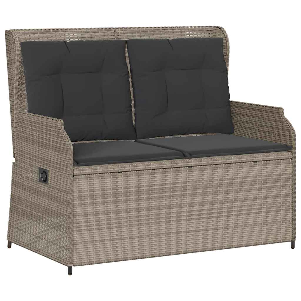 világosszürke polyrattan dönthető kerti pad párnával