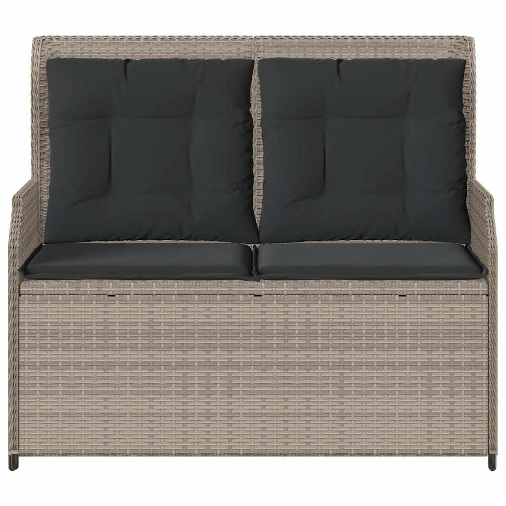 világosszürke polyrattan dönthető kerti pad párnával