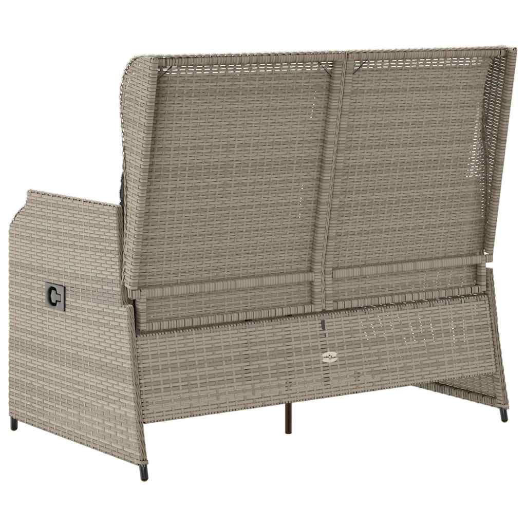 világosszürke polyrattan dönthető kerti pad párnával