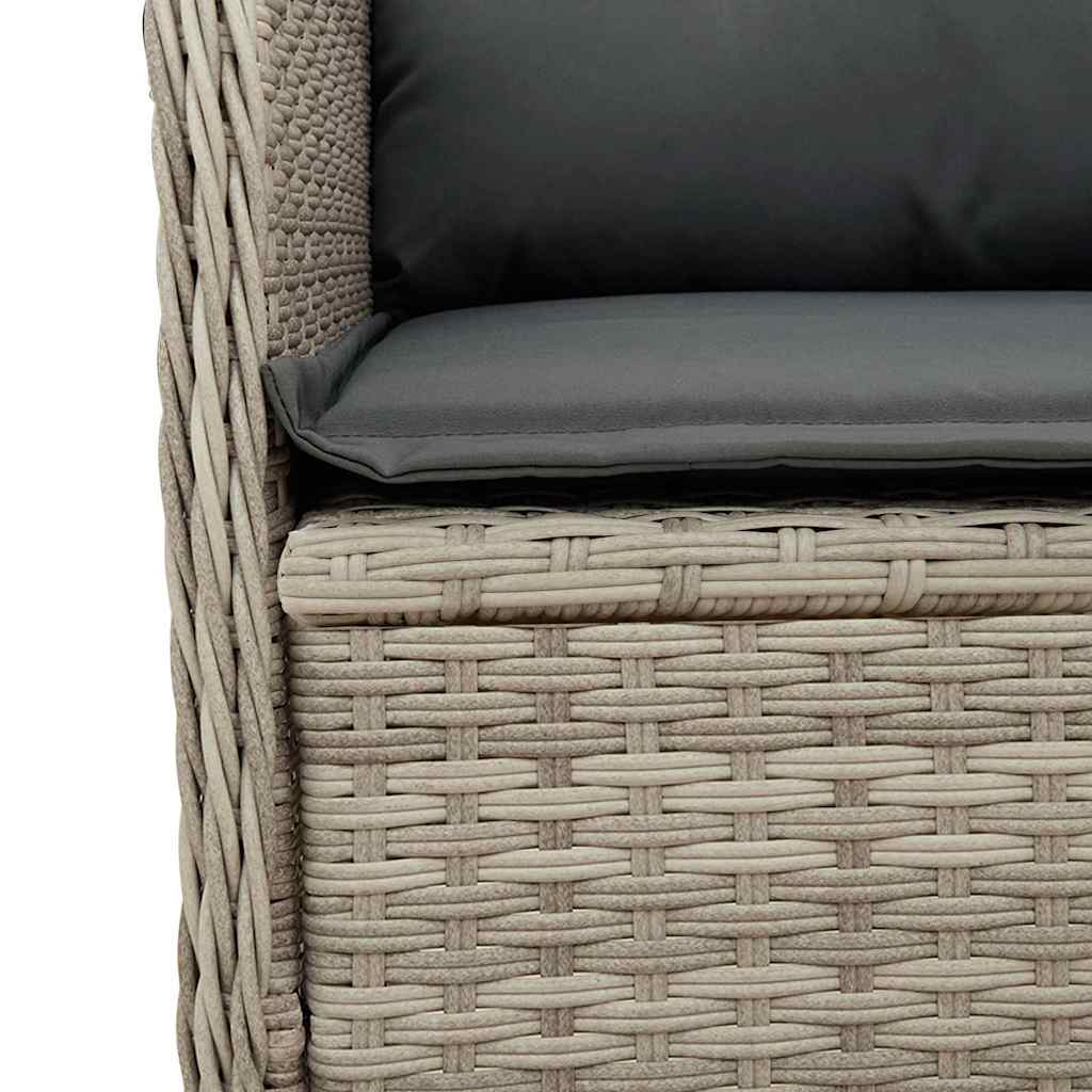 világosszürke polyrattan dönthető kerti pad párnával