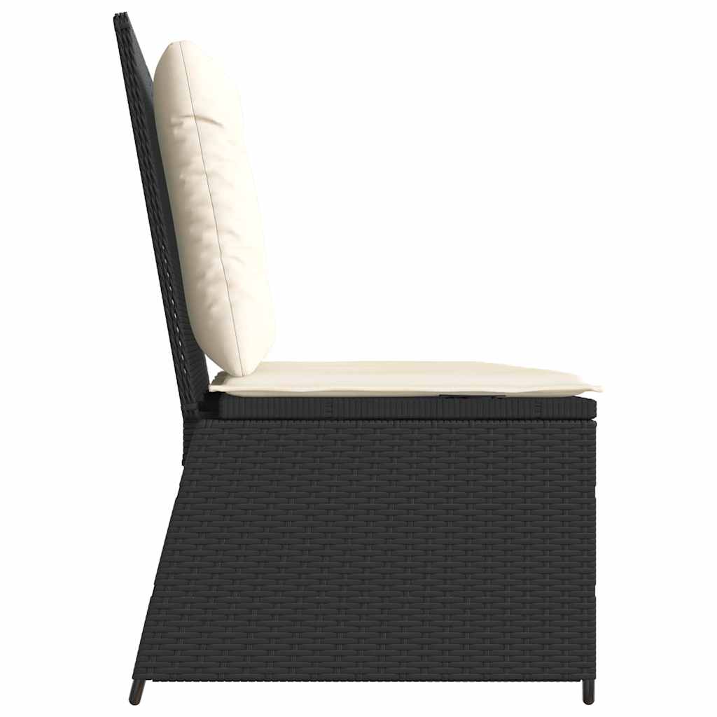 fekete polyrattan dönthető kerti pad párnával