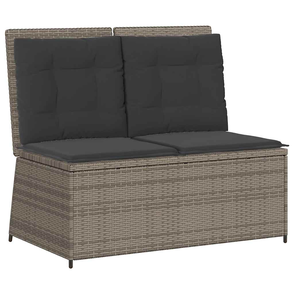 szürke polyrattan dönthető kerti pad párnával