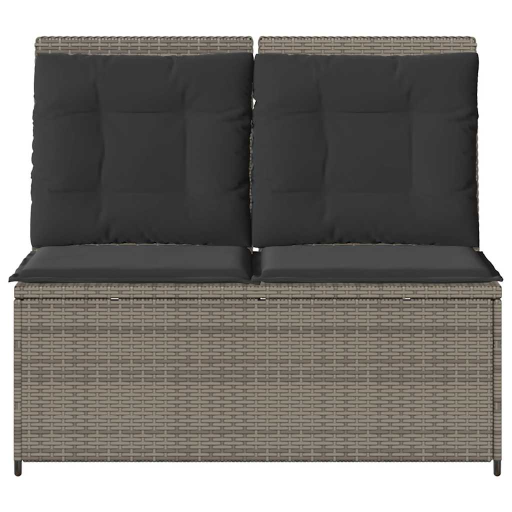 szürke polyrattan dönthető kerti pad párnával