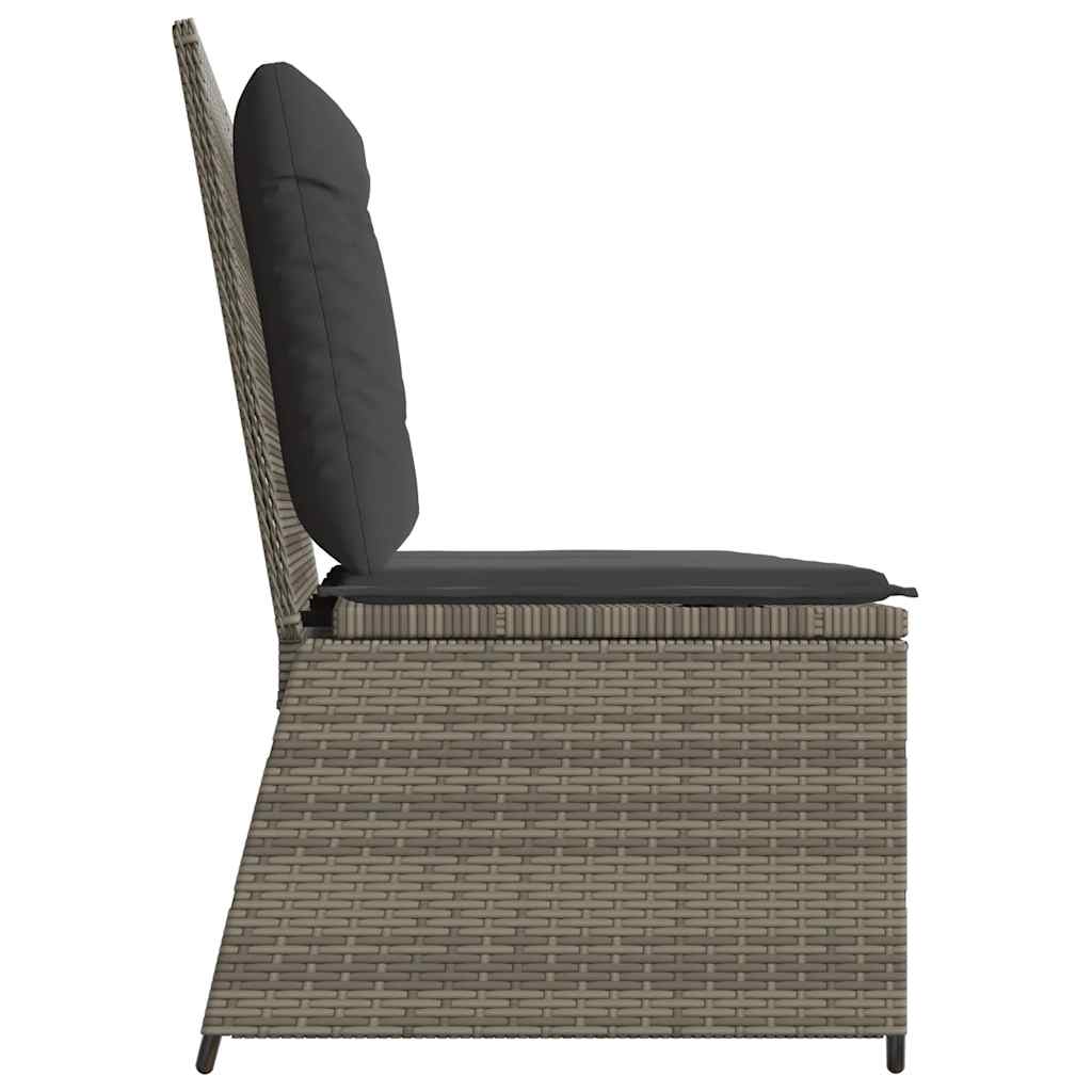 szürke polyrattan dönthető kerti pad párnával