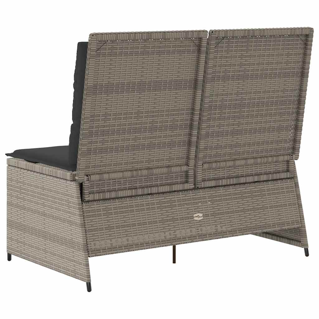 szürke polyrattan dönthető kerti pad párnával