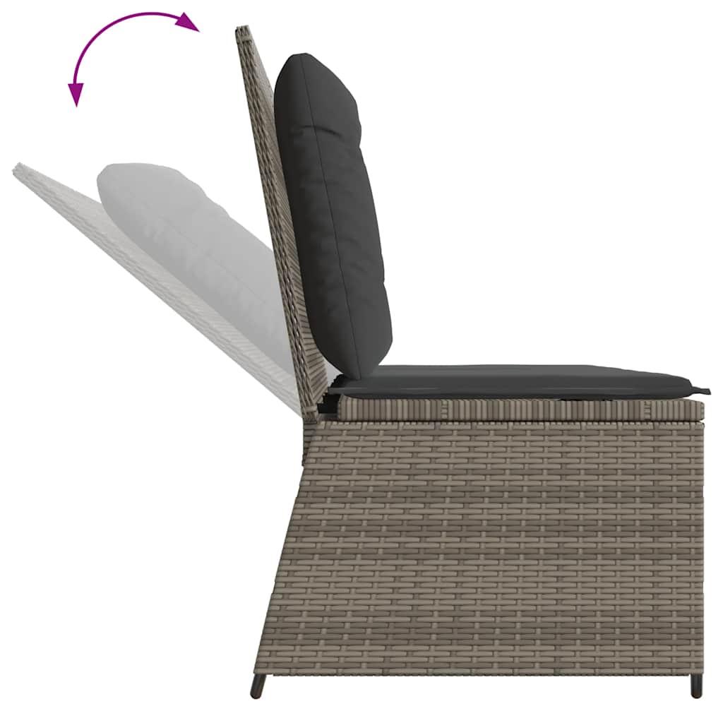 szürke polyrattan dönthető kerti pad párnával