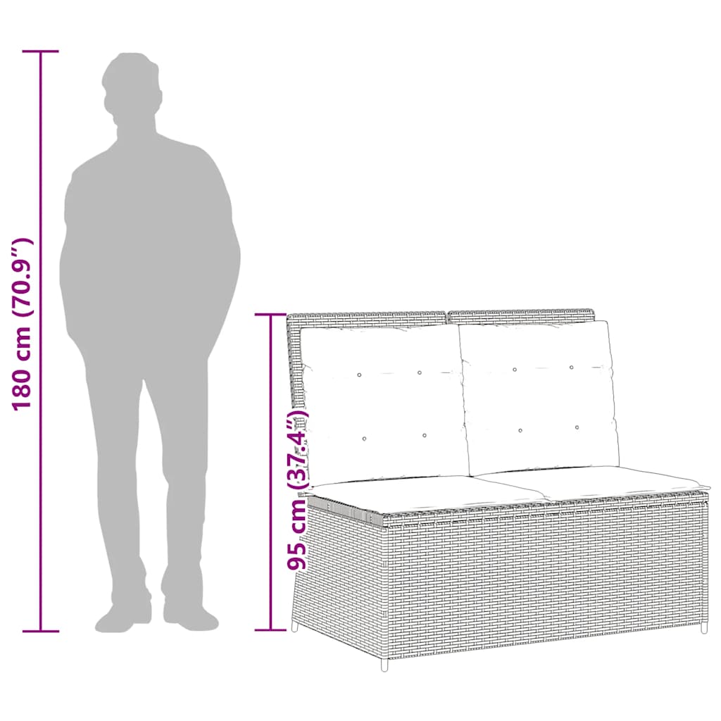 szürke polyrattan dönthető kerti pad párnával
