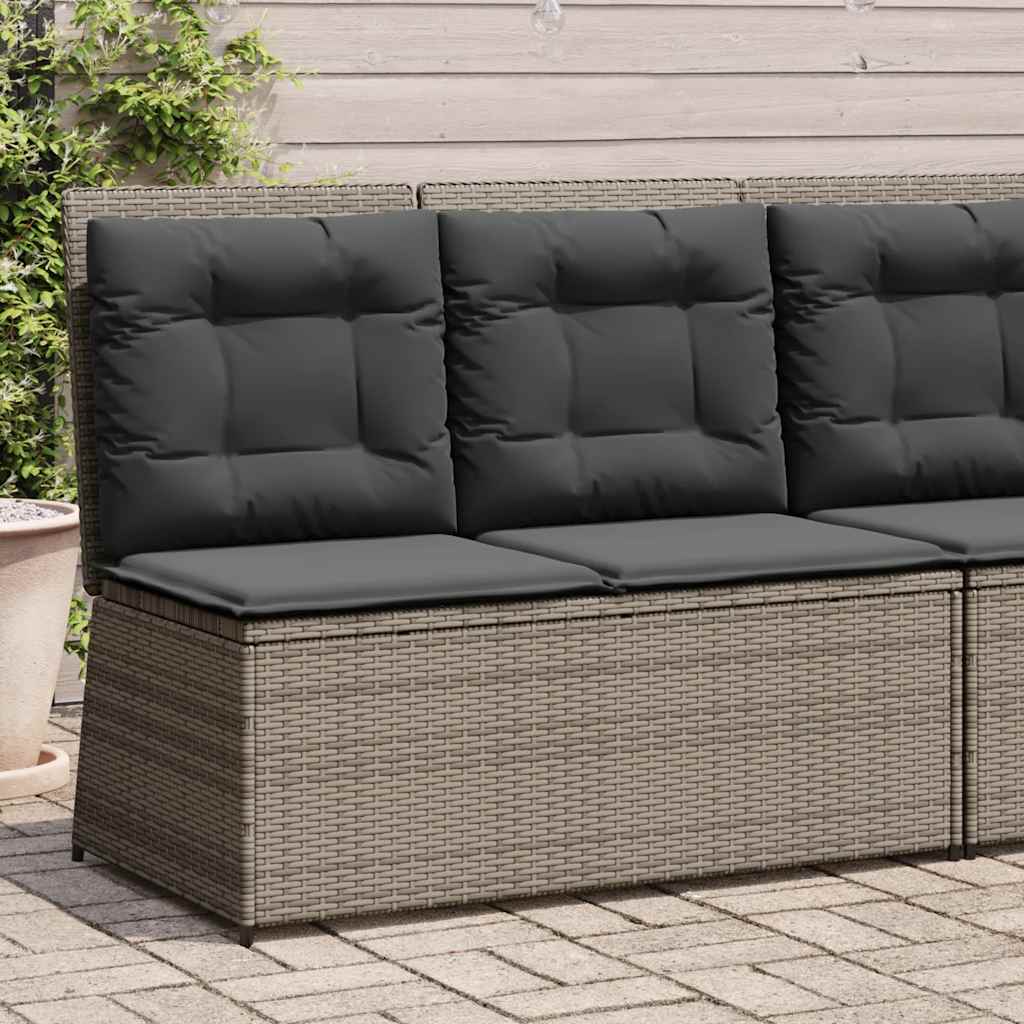 szürke polyrattan dönthető kerti pad párnával