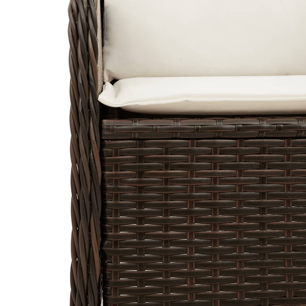 barna polyrattan kerti sarokkanapé párnákkal