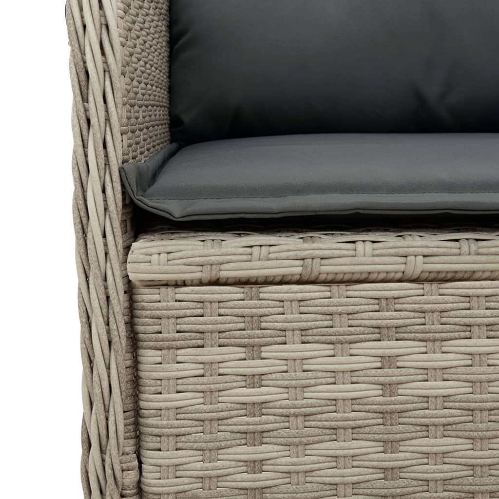világosszürke polyrattan kerti sarokkanapé párnával