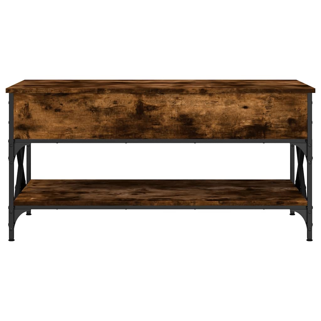 füstös tölgy szerelt fa és fém dohányzóasztal 100 x 50 x 50 cm