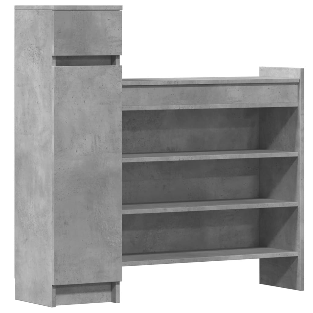 betonszürke szerelt fa cipősszekrény 100,5 x 28 x 100 cm