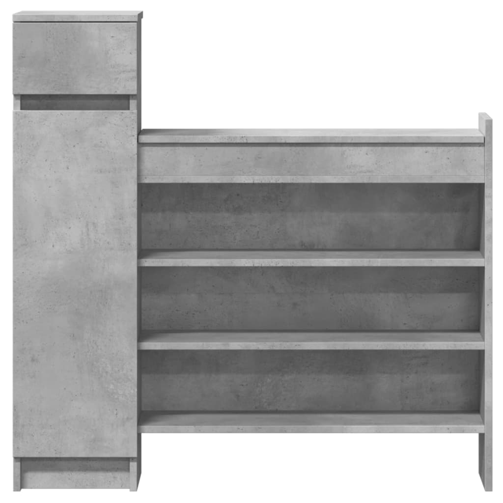 betonszürke szerelt fa cipősszekrény 100,5 x 28 x 100 cm