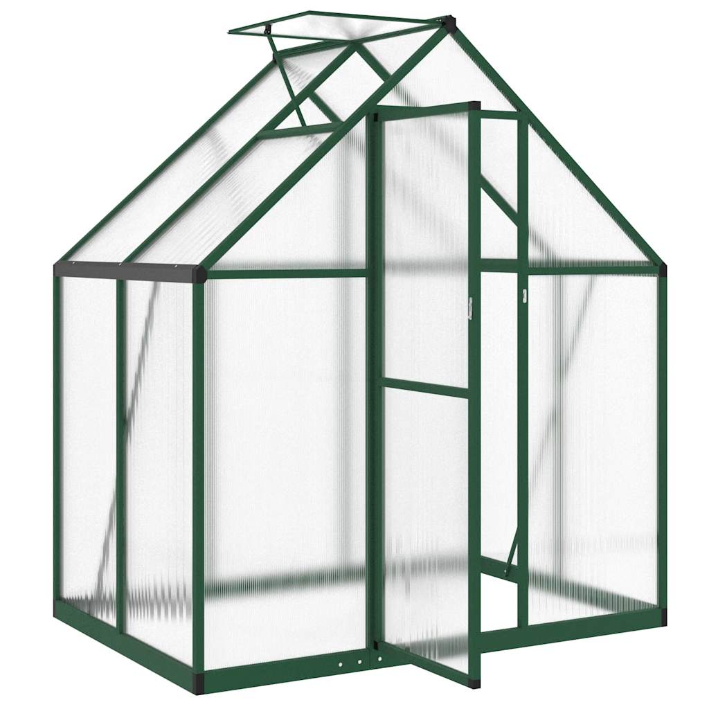 zöld alumínium melegház alapvázzal 169 x 114 x 195 cm