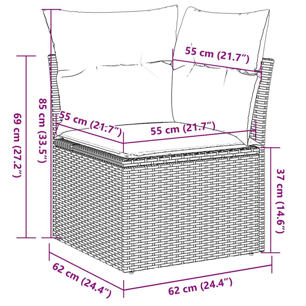 10 részes barna polyrattan kerti ülőgarnitúra párnákkal