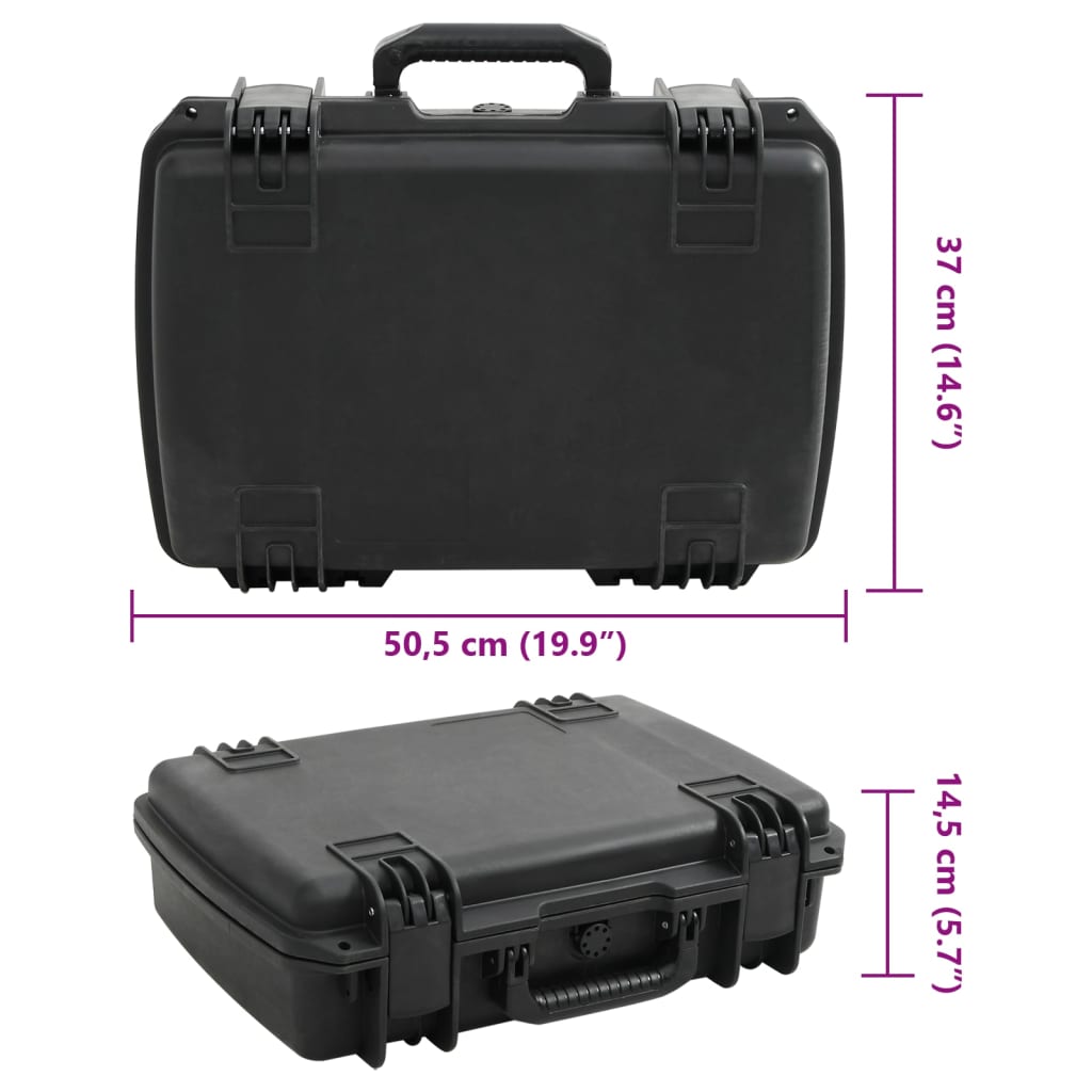fekete PP hordozható repülős tok 50,5 x 37 x 14,5 cm